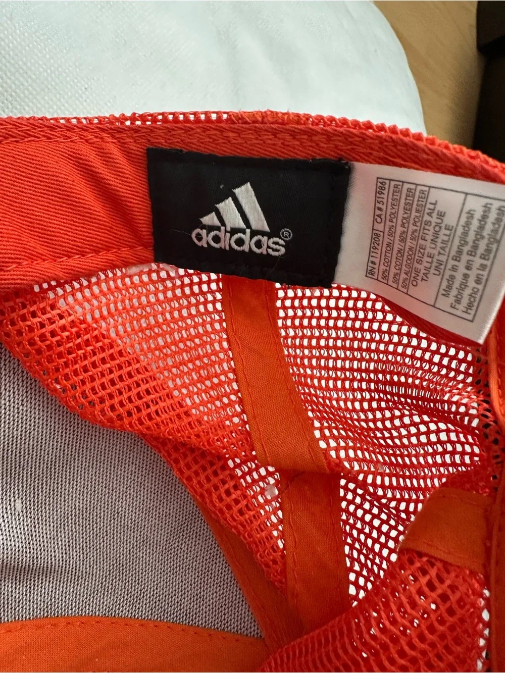adidas Orange Gray C Logo Trucker Cap with Green Accent